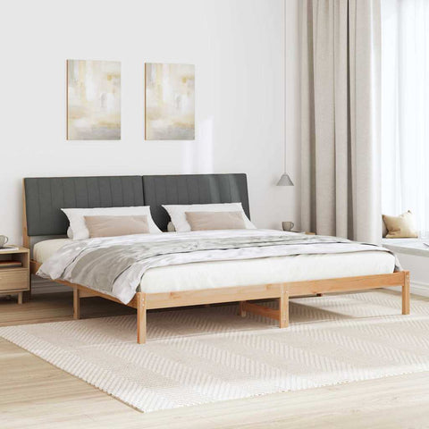 vidaXL Bed Frame with Headboard Brown 200 x 200 cm Solid Pine Wood