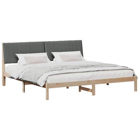 vidaXL Bed Frame with Headboard Brown 200 x 200 cm Solid Pine Wood