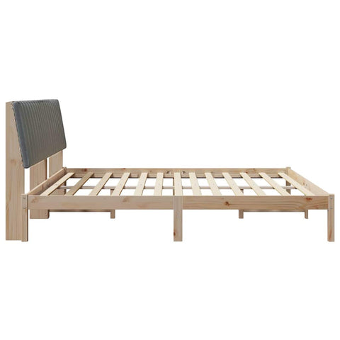vidaXL Bed Frame with Headboard Brown 200 x 200 cm Solid Pine Wood