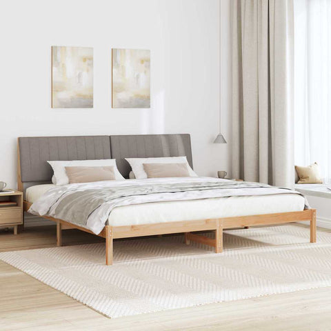 vidaXL Bed Frame with Headboard Brown 200 x 200 cm Solid Pine Wood