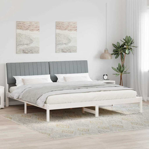 vidaXL Bed Frame with Headboard White 200 x 200 cm Solid Pine Wood
