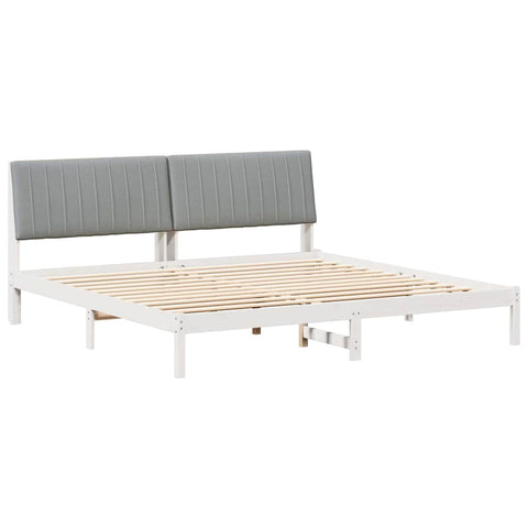 vidaXL Bed Frame with Headboard White 200 x 200 cm Solid Pine Wood
