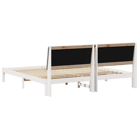 vidaXL Bed Frame with Headboard White 200 x 200 cm Solid Pine Wood