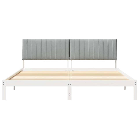 vidaXL Bed Frame with Headboard White 200 x 200 cm Solid Pine Wood