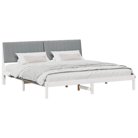 vidaXL Bed Frame with Headboard White 200 x 200 cm Solid Pine Wood
