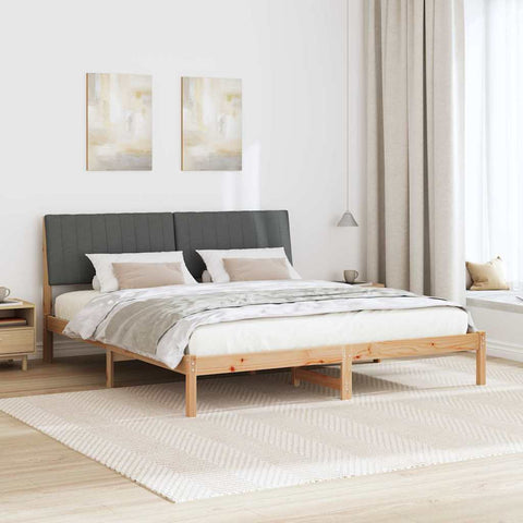 vidaXL Bed Frame with Headboard Brown 180 x 200 cm Solid Pine Wood