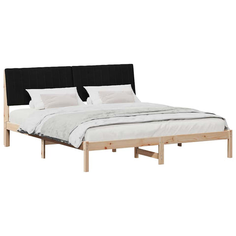 vidaXL Bed Frame with Headboard Brown 180 x 200 cm Solid Pine Wood