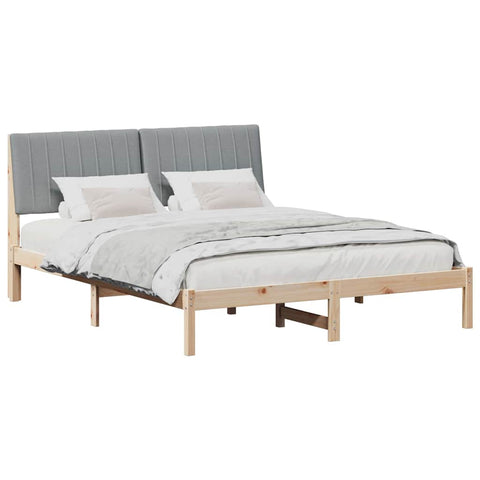 vidaXL Bed Frame with Headboard Brown 160 x 200 cm Solid Pine Wood