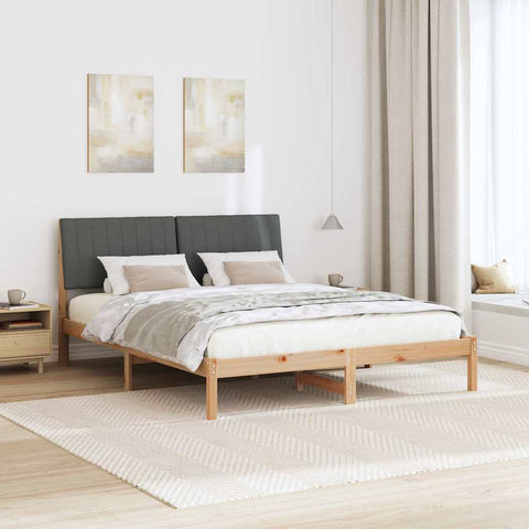 vidaXL Bed Frame with Headboard Brown 160 x 200 cm Solid Pine Wood