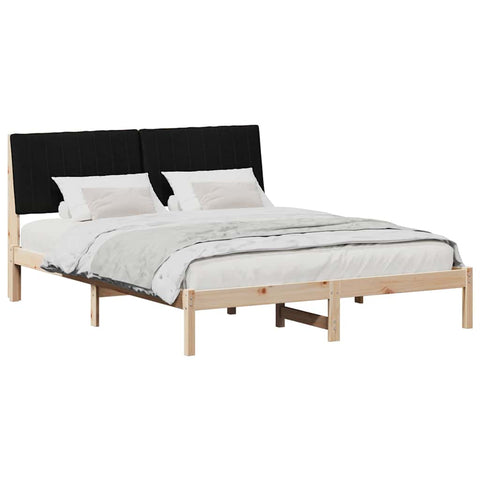 vidaXL Bed Frame with Headboard Brown 160 x 200 cm Solid Pine Wood