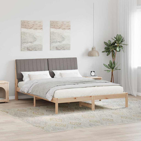 vidaXL Bed Frame with Headboard Brown 160 x 200 cm Solid Pine Wood