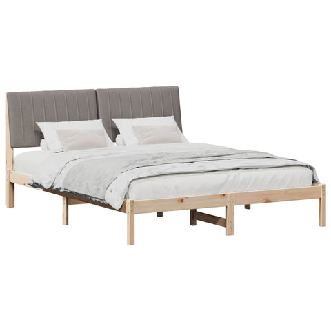 vidaXL Bed Frame with Headboard Brown 160 x 200 cm Solid Pine Wood