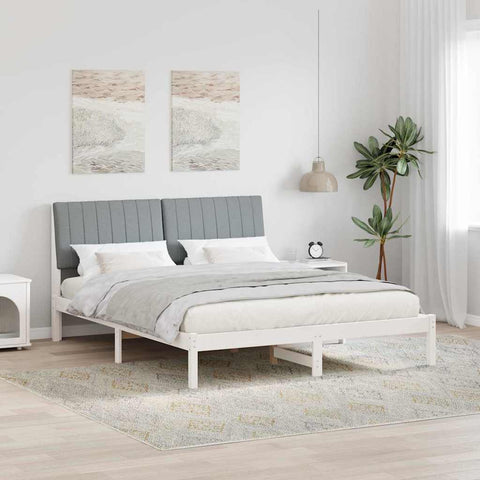 vidaXL Bed Frame with Headboard White 160 x 200 cm Solid Pine Wood