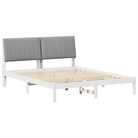 vidaXL Bed Frame with Headboard White 160 x 200 cm Solid Pine Wood