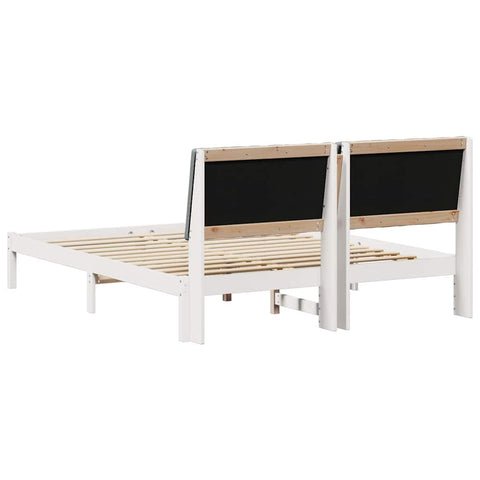 vidaXL Bed Frame with Headboard White 160 x 200 cm Solid Pine Wood