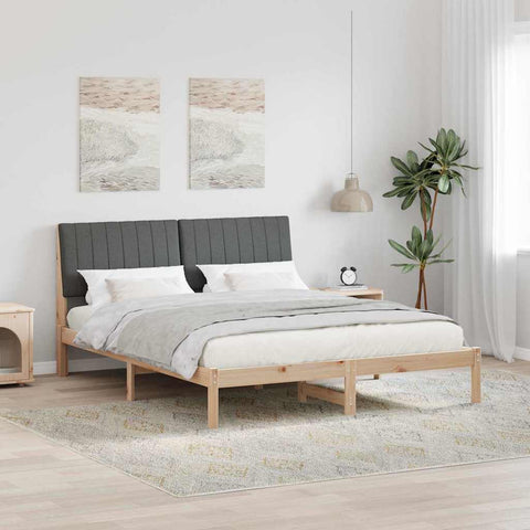 vidaXL Bed Frame with Headboard Brown 150 x 200 cm Solid Pine Wood