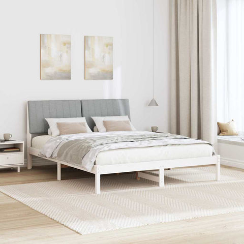 vidaXL Bed Frame with Headboard White 150 x 200 cm Solid Pine Wood