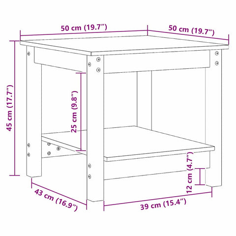 vidaXL Coffee Table Wax brown 50 x 50 x 45 cm Solid pine wood