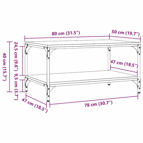 vidaXL Coffee Table Old wood 80 x 50 x 40 cm Engineered wood