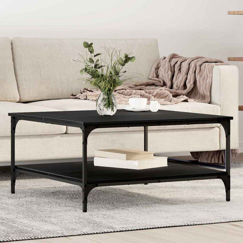 vidaXL Coffee Table Black oak 80 x 80 x 40 cm Engineered wood