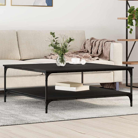 vidaXL Coffee Table Black oak 100 x 100 x 40 cm Engineered wood