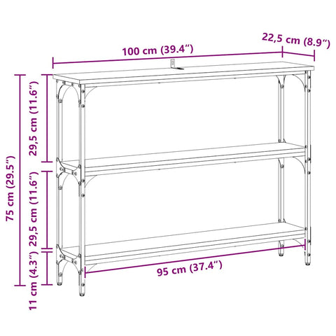vidaXL Console Table Old wood 100 x 22.5 x 75 cm Engineered wood