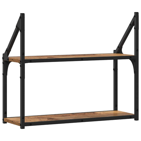 vidaXL Wall Shelf with Shelf Old wood 60 x 21 x 51 cm Engineered wood