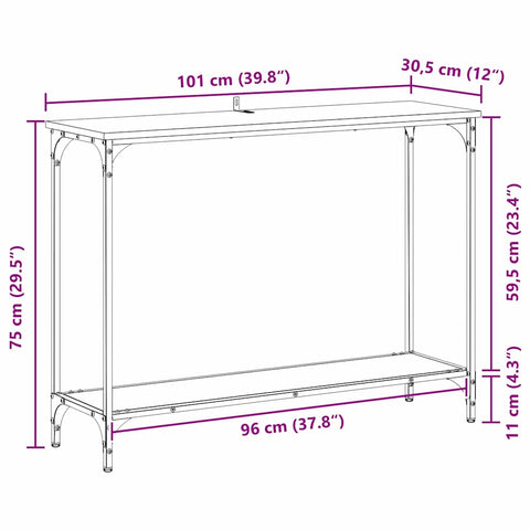 vidaXL Console Table Old wood 101 x 30.5 x 75 cm Engineered wood