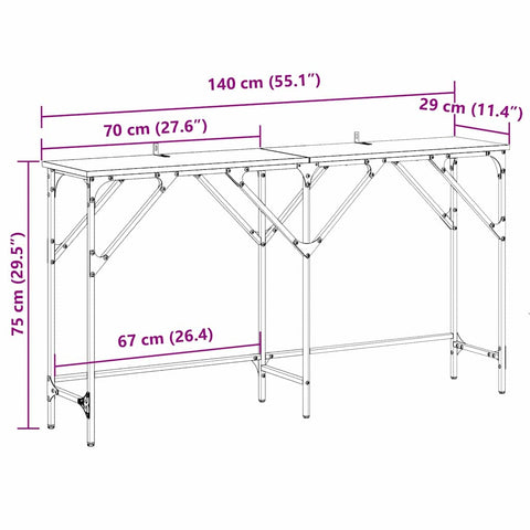 vidaXL Console Table Old wood 140 x 29 x 75 cm Engineered wood
