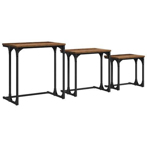 vidaXL Nesting Coffee Table 3 pcs Old wood 50.5 x 35 x 53 cm