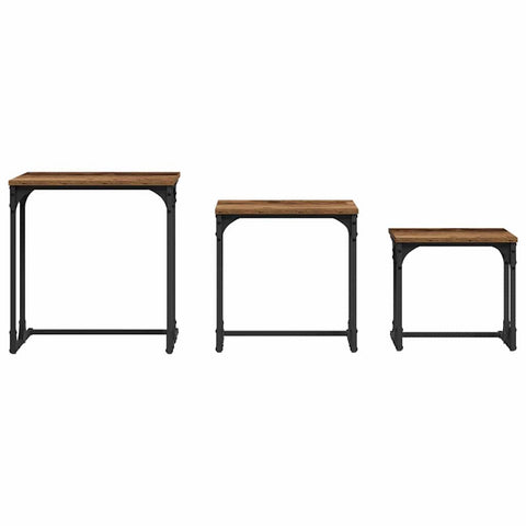 vidaXL Nesting Coffee Table 3 pcs Old wood 50.5 x 35 x 53 cm