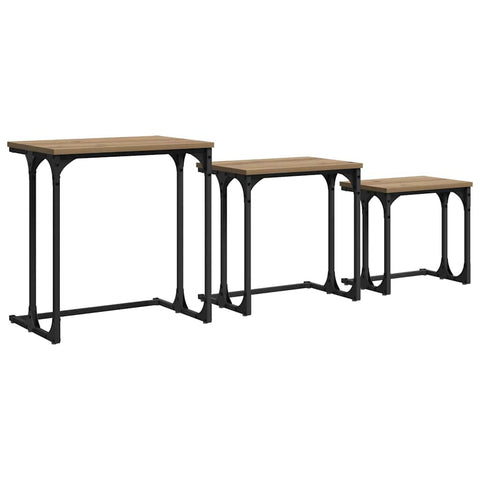 vidaXL Nesting Coffee Table 3 pcs Artisan oak 50.5 x 35 x 53 cm