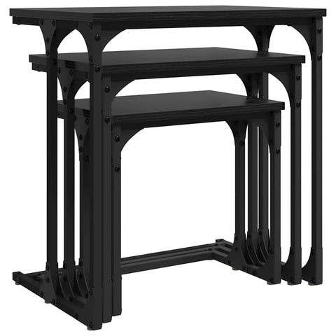 vidaXL Nesting Coffee Table 3 pcs Black oak 50.5 x 35 x 53 cm