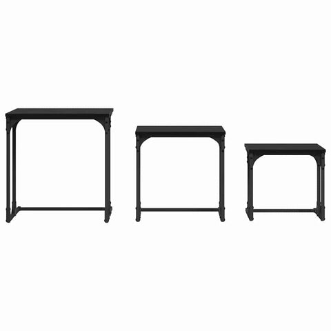 vidaXL Nesting Coffee Table 3 pcs Black oak 50.5 x 35 x 53 cm