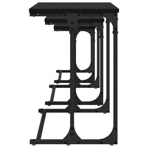 vidaXL Nesting Coffee Table 3 pcs Black oak 50.5 x 35 x 53 cm