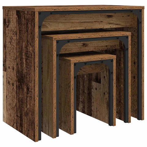 vidaXL Nesting Coffee Table 3 pcs Old wood 60 x 35 x 56 cm