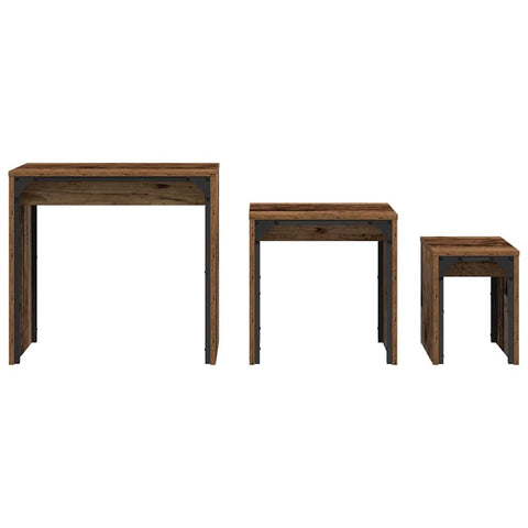 vidaXL Nesting Coffee Table 3 pcs Old wood 60 x 35 x 56 cm