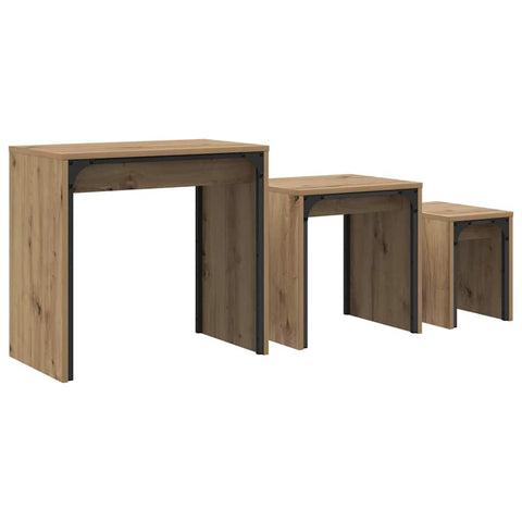 vidaXL Nesting Coffee Table 3 pcs Artisan oak 60 x 35 x 56 cm