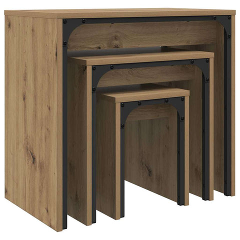 vidaXL Nesting Coffee Table 3 pcs Artisan oak 60 x 35 x 56 cm