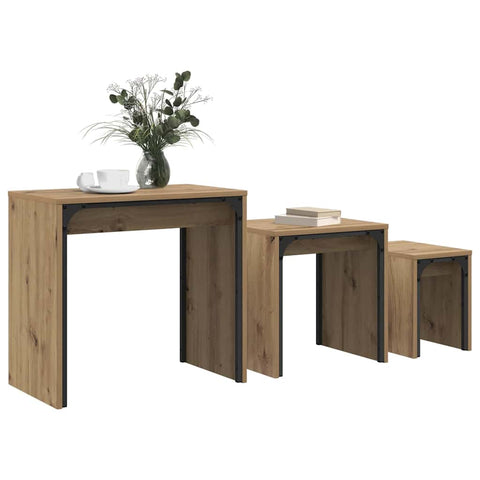 vidaXL Nesting Coffee Table 3 pcs Artisan oak 60 x 35 x 56 cm