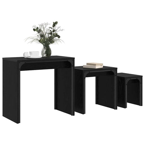 vidaXL Nesting Coffee Table 3 pcs Black oak 60 x 35 x 56 cm
