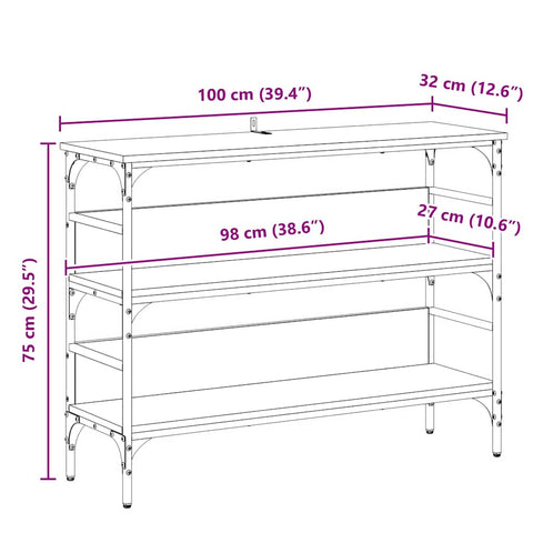 vidaXL Console Table Artisan oak 100 x 32 x 75 cm Engineered wood