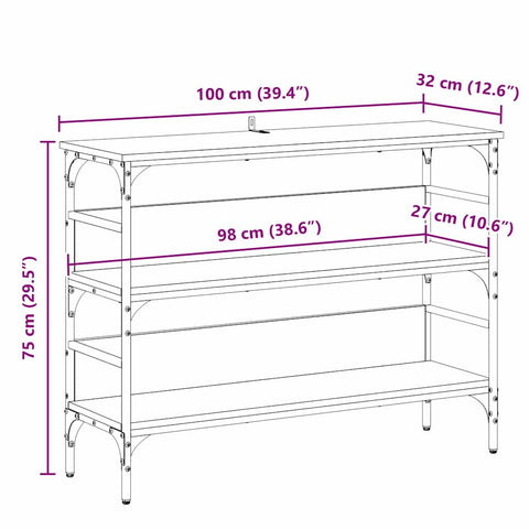 vidaXL Console Table Black oak 100 x 32 x 75 cm Engineered wood
