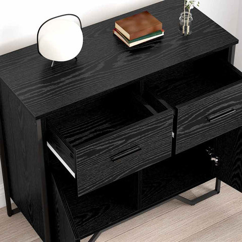 vidaXL Sideboard Black oak 79.5 x 35.5 x 74.5 cm Engineered wood