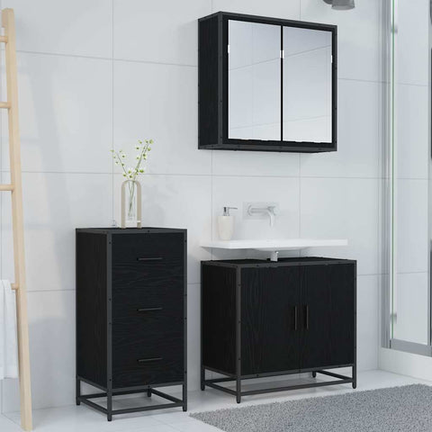 vidaXL Sideboard Black oak 35.5 x 35 x 76 cm Engineered wood
