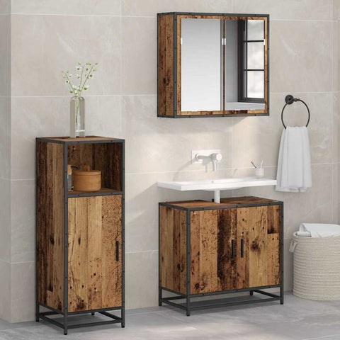 vidaXL Bathroom Cabinet Old wood 35 x 37.5 x 100 cm Engineered wood