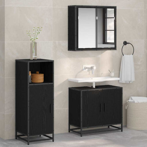 vidaXL Bathroom Cabinet Black oak 35 x 37.5 x 100 cm Engineered wood
