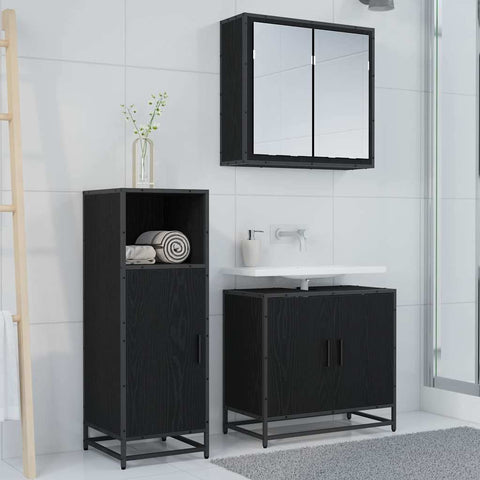 vidaXL Bathroom Cabinet Black oak 35 x 37.5 x 100 cm Engineered wood