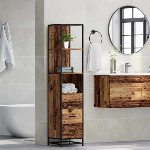 vidaXL Bathroom Cabinet with Drawer Old wood 35 x 37.5 x 166 cm