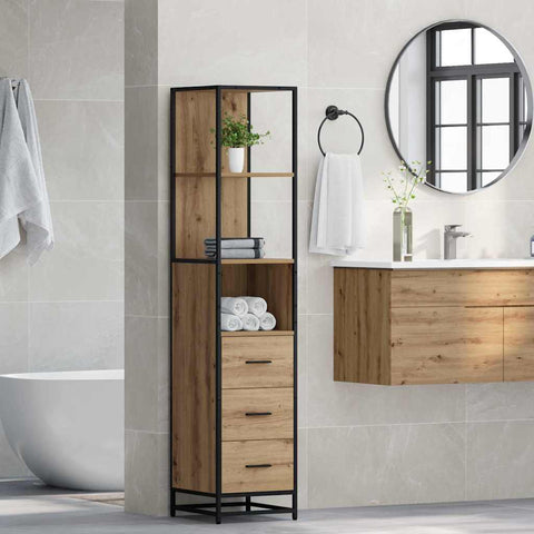 vidaXL Bathroom Cabinet with Drawer Artisan oak 35 x 37.5 x 166 cm